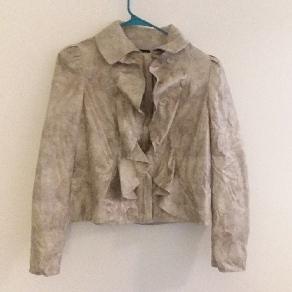 INC Snakeskin Ruffle Jacket
